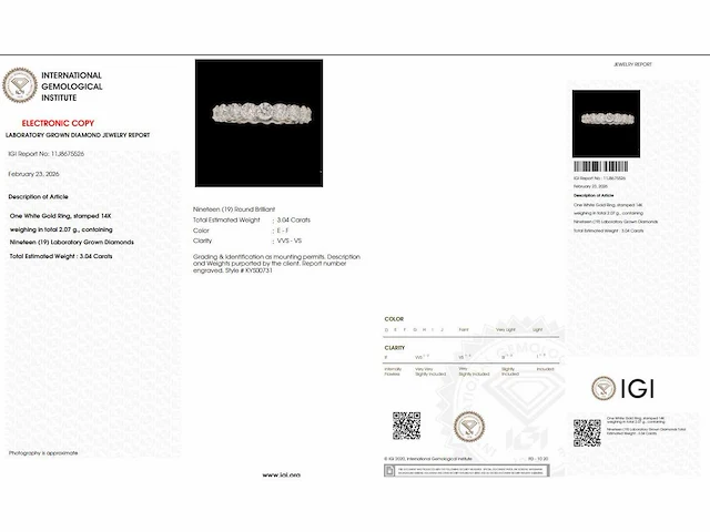 14 karaat wit gouden ring met 3,04 crt diamant - afbeelding 2 van  8