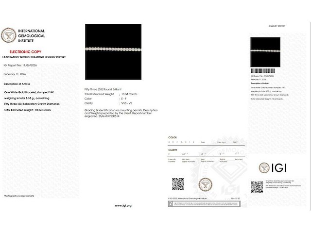 14 karaat witgouden armband met 10,04 ct. diamant - afbeelding 2 van  7