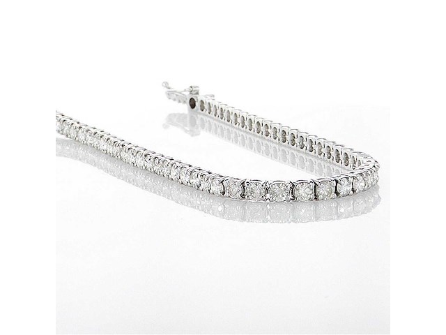 14 karaat witgouden armband met 4,06 crt. natuurlijke diamant - afbeelding 5 van  6