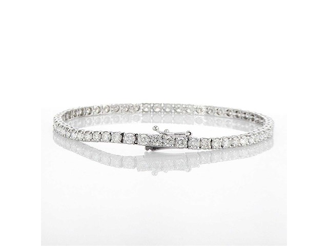 14 karaat witgouden armband met 4,06 crt. natuurlijke diamant - afbeelding 4 van  6