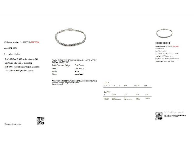 14 karaat witgouden armband met 5,01 crt. diamant - afbeelding 2 van  7