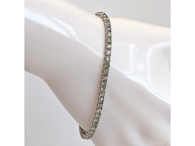 14 karaat witgouden armband met 6,15 crt. natuurlijke diamant - afbeelding 1 van  8