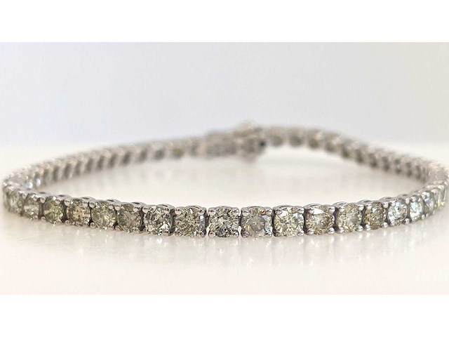 14 karaat witgouden armband met 6,15 crt. natuurlijke diamant - afbeelding 3 van  6