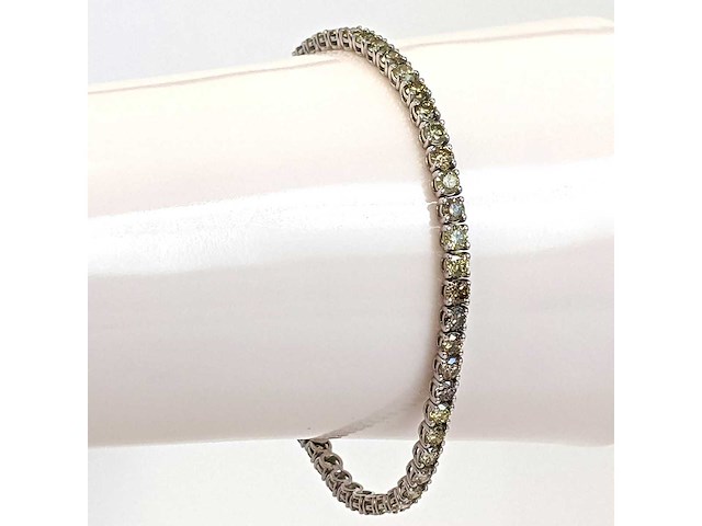 14 karaat witgouden armband met 6,29 crt natuurlijke diamant - afbeelding 1 van  8