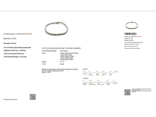 14 karaat witgouden armband met 6,29 crt natuurlijke diamant - afbeelding 2 van  8
