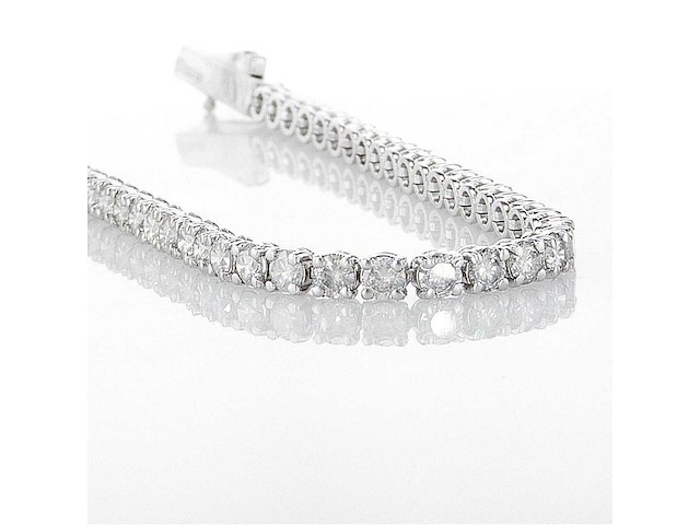 14 karaat witgouden armband met 6,76 crt. natuurlijke diamanten - afbeelding 4 van  6