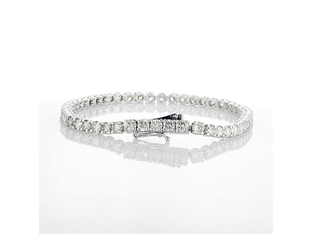 14 karaat witgouden armband met 6,76 crt. natuurlijke diamanten - afbeelding 6 van  6