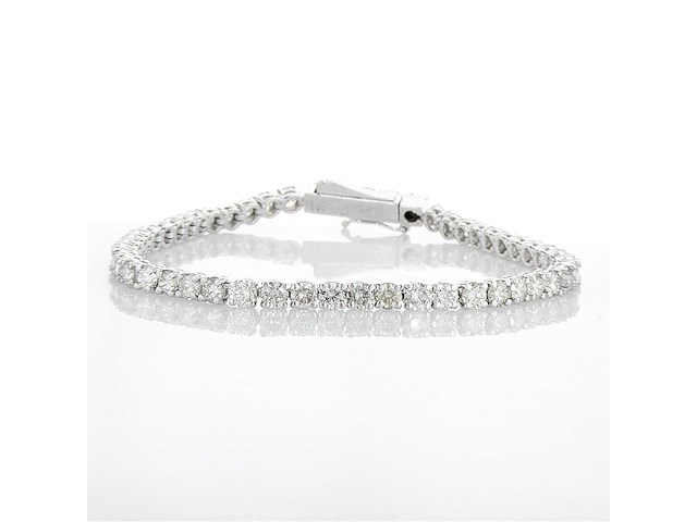 14 karaat witgouden armband met 6,76 crt. natuurlijke diamanten - afbeelding 1 van  6