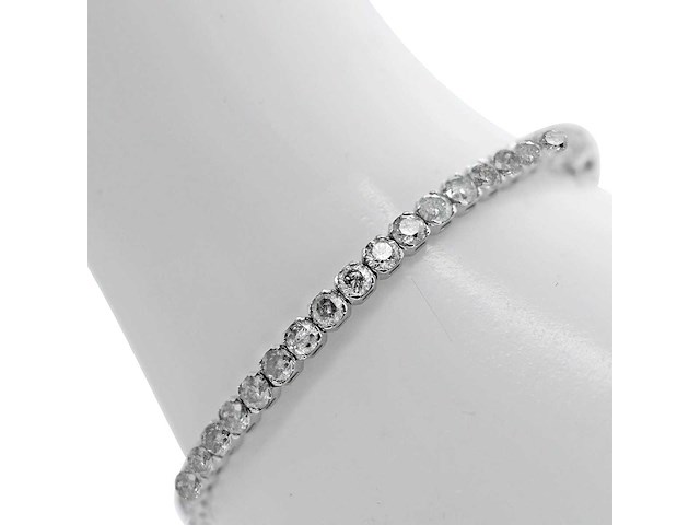 14 karaat witgouden armband met 7,50 crt. natuurlijke diamant - afbeelding 4 van  5