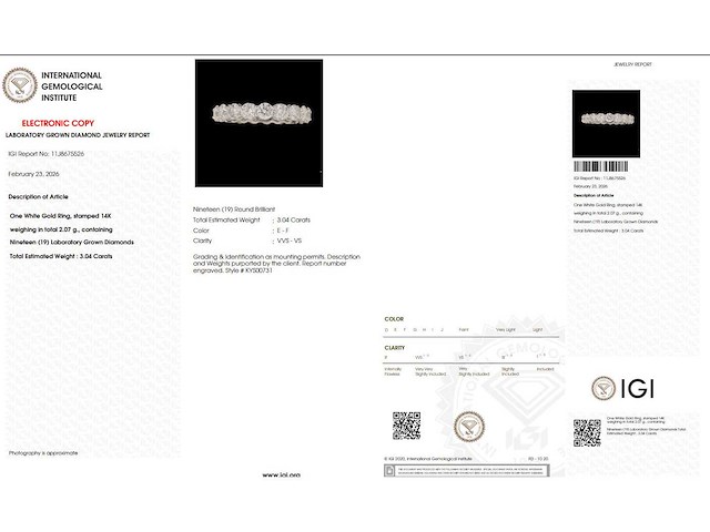 14 karaat witgouden eeuwigheidsring met 3,04 ct. diamant - afbeelding 2 van  7