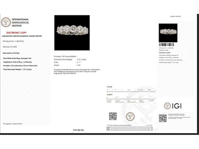 14 karaat witgouden eeuwigheidsring met 7,01 ct. diamant - afbeelding 2 van  9