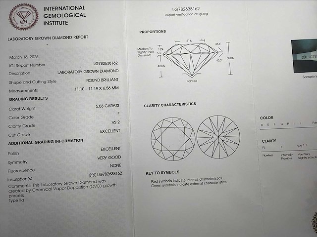 14 karaat witgouden kettinghanger met 5,03 ct. diamant - afbeelding 1 van  3