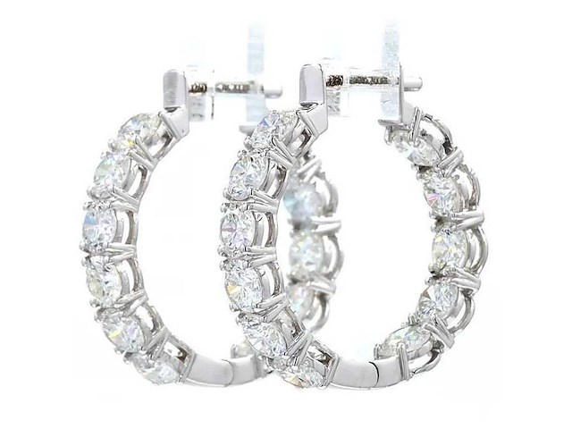14 karaat witgouden oorringen met 4,14 ct. diamant - afbeelding 6 van  8