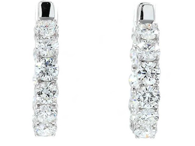 14 karaat witgouden oorringen met 4,14 ct. diamant - afbeelding 8 van  8