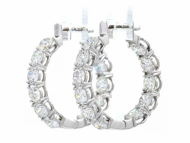 14 karaat witgouden oorringen met 4,14 ct diamant - afbeelding 1 van  8