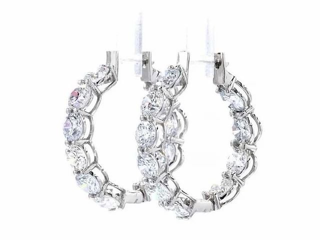 14 karaat witgouden oorringen met 5,60 ct. diamant - afbeelding 6 van  9