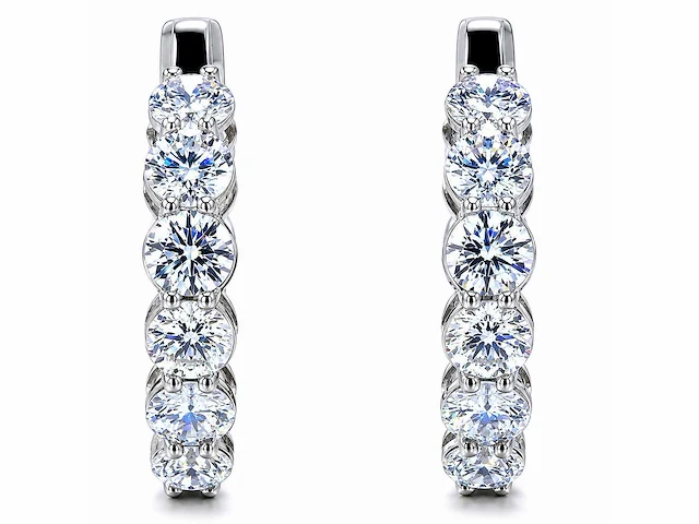 14 karaat witgouden oorringen met 5,60 ct. diamant - afbeelding 8 van  9