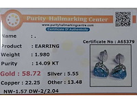 14 karaat witgouden oorstekers met 2,04 ct. diamant - afbeelding 7 van  7