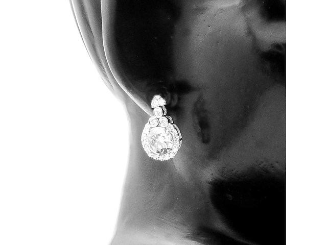 14 karaat witgouden oorstekers met 3,74 ct. diamant - afbeelding 5 van  5