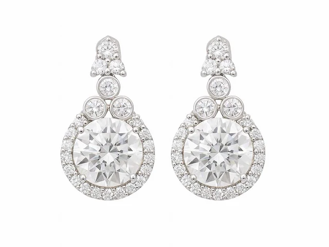 14 karaat witgouden oorstekers met 3,74 ct. diamant - afbeelding 1 van  5