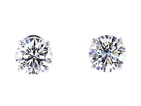 14 karaat witgouden oorstekers met 4,02 ct. diamant - afbeelding 1 van  9