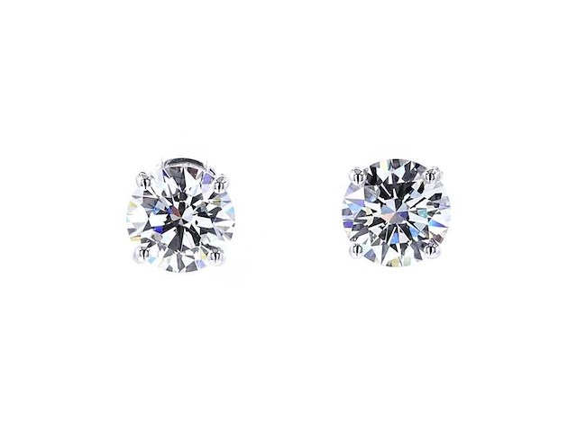 14 karaat witgouden oorstekers met 4,02 ct. diamant - afbeelding 7 van  9