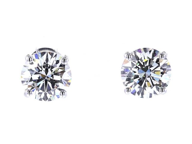 14 karaat witgouden oorstekers met 4,02 ct. diamant - afbeelding 1 van  9