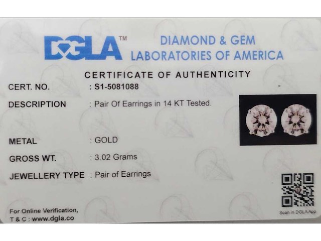 14 karaat witgouden oorstekers met 4,02 ct. diamant - afbeelding 6 van  9