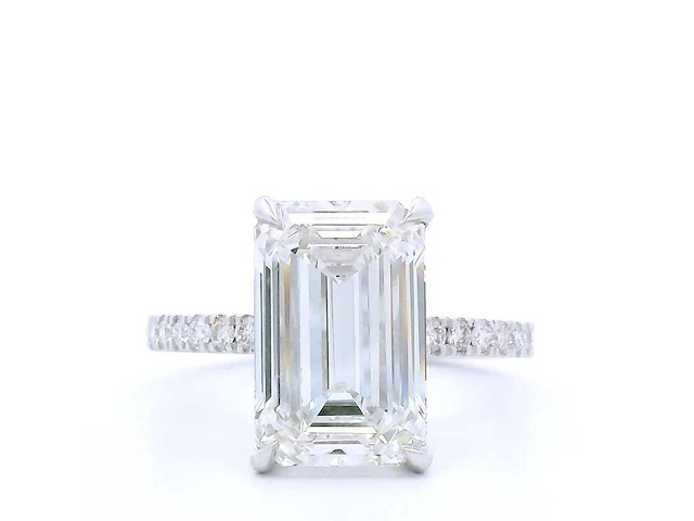 14 karaat witgouden ring mer 5,45 crt. diamant - afbeelding 4 van  7