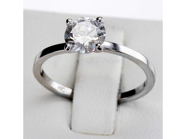 14 karaat witgouden ring met 1,01 natuurlijke diamant - afbeelding 1 van  2