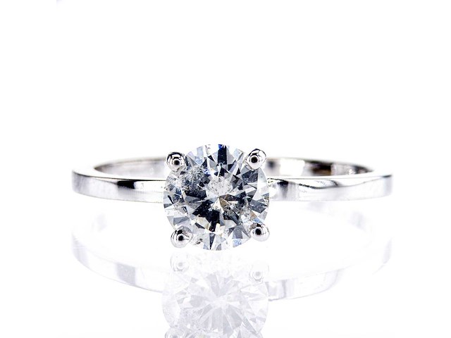 14 karaat witgouden ring met 1,01 natuurlijke diamant - afbeelding 1 van  6