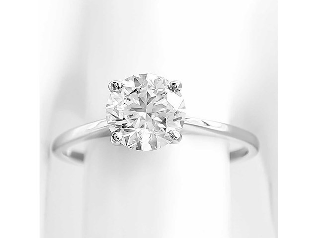 14 karaat witgouden ring met 1,02 crt natuurlijke diamant - afbeelding 2 van  4