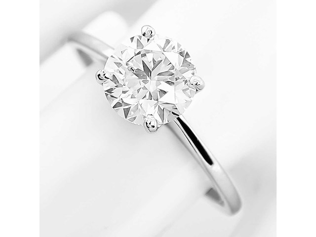 14 karaat witgouden ring met 1,02 crt natuurlijke diamant - afbeelding 4 van  4