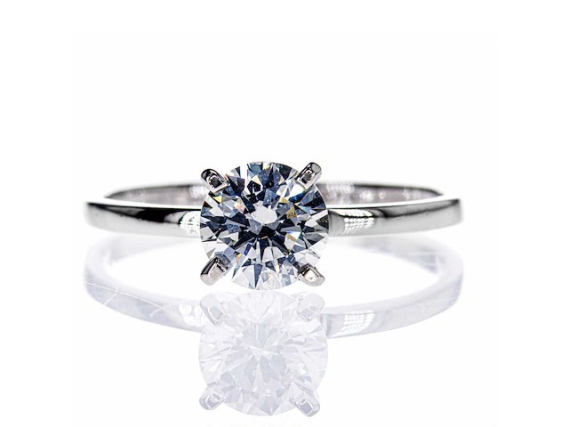 14 karaat witgouden ring met 1,03 ct. natuurlijke diamant - afbeelding 1 van  7