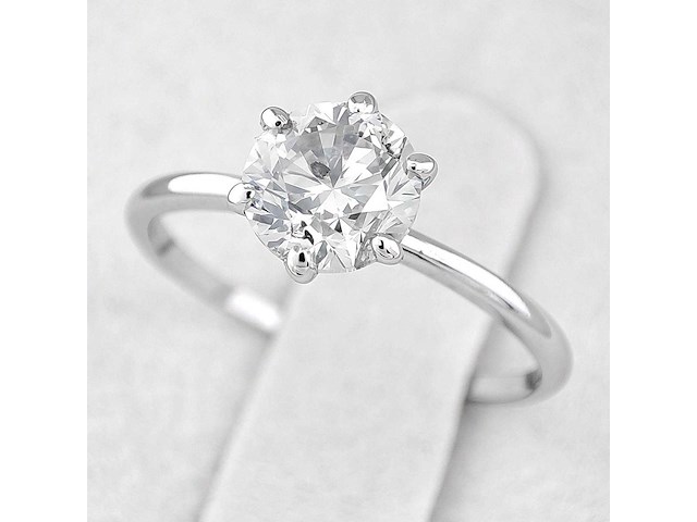 14 karaat witgouden ring met 1,13 ct. natuurlijke diamant - afbeelding 1 van  6