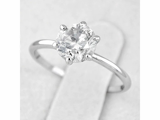 14 karaat witgouden ring met 1,13 ct. natuurlijke diamant - afbeelding 1 van  6