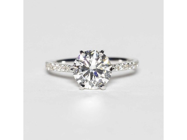 14 karaat witgouden ring met 2,01 ct. diamant - afbeelding 3 van  14