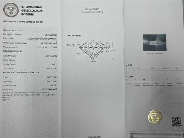 14 karaat witgouden ring met 3,00 crt diamant - afbeelding 7 van  7
