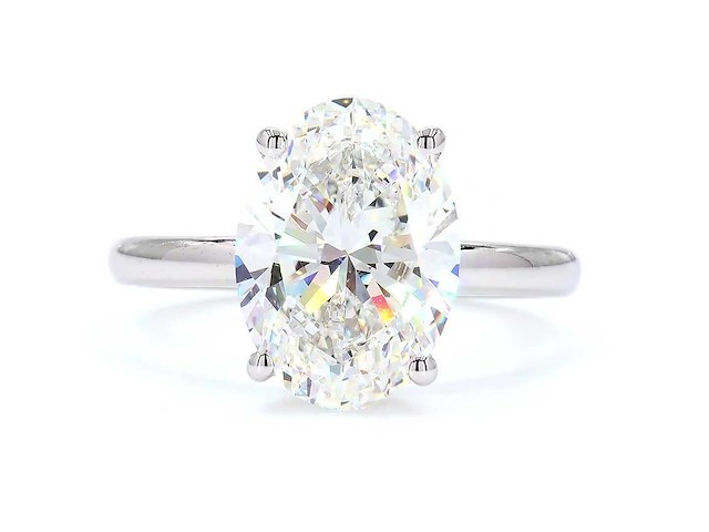 14 karaat witgouden ring met 4,01 ct. diamant - afbeelding 6 van  6