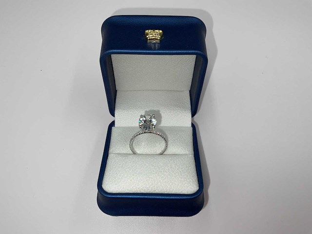 14 karaat witgouden ring met 4,19 crt. diamant - afbeelding 5 van  14