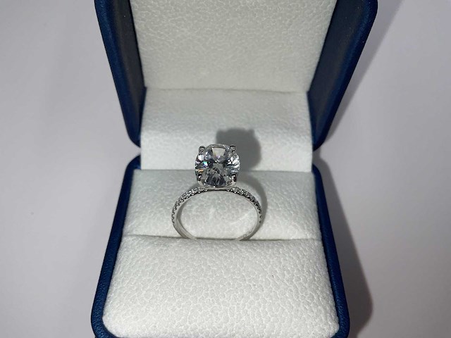 14 karaat witgouden ring met 4,19 crt. diamant - afbeelding 6 van  14