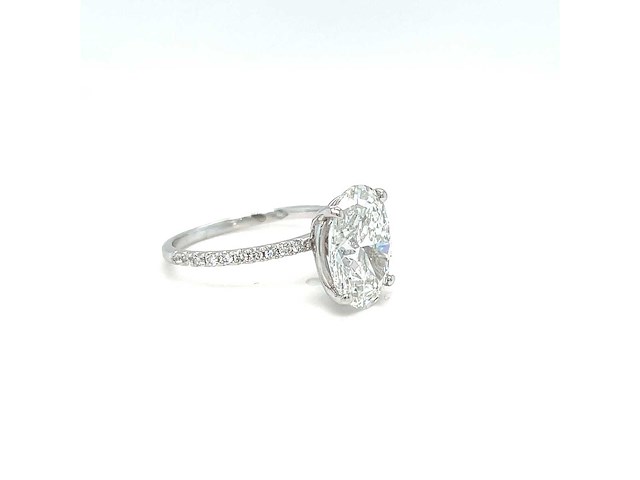 14 karaat witgouden ring met 4,19 crt. diamant - afbeelding 1 van  14