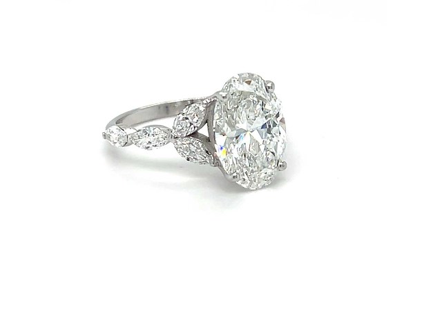 14 karaat witgouden ring met 4,46 ct. diamant - afbeelding 6 van  7