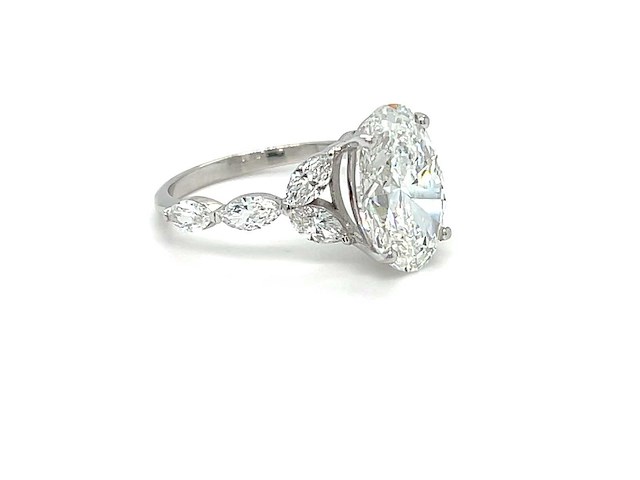 14 karaat witgouden ring met 4,46 ct. diamant - afbeelding 7 van  7