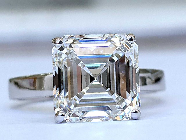 14 karaat witgouden ring met 5,22 crt. diamant - afbeelding 5 van  9