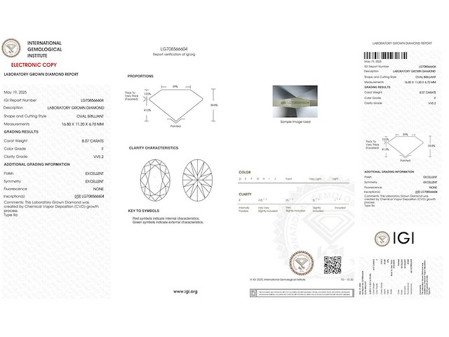 14 karaat witgouden ring met 8,07 crt. diamant - afbeelding 2 van  6