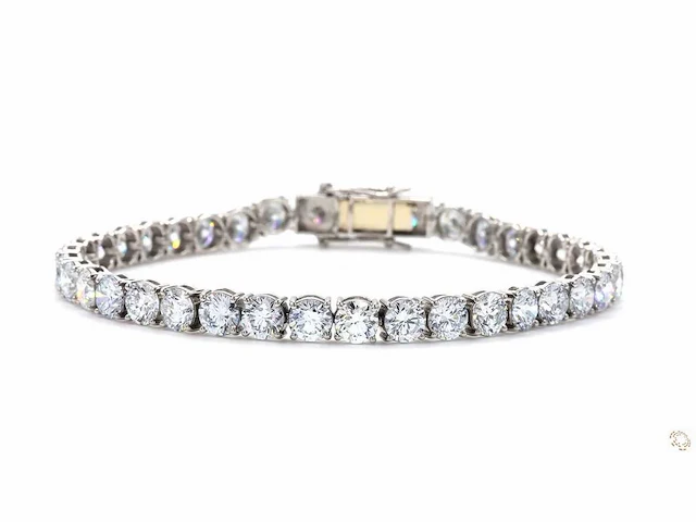 14 karaat witgouden tennis armband met 10,04 ct. diamant - afbeelding 1 van  7
