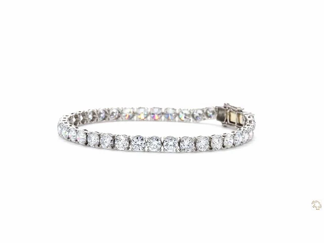 14 karaat witgouden tennis armband met 10,04 ct. diamant - afbeelding 3 van  7