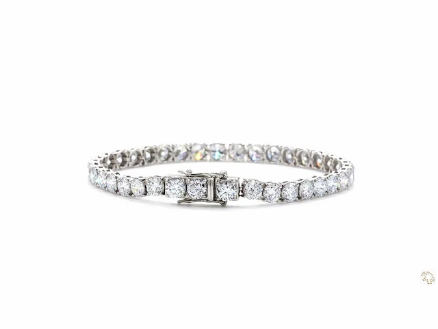 14 karaat witgouden tennis armband met 10,04 ct. diamant - afbeelding 7 van  7