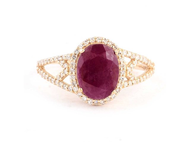 14 karaats geelgouden ring met 2,77 crt. diamant - afbeelding 1 van  2